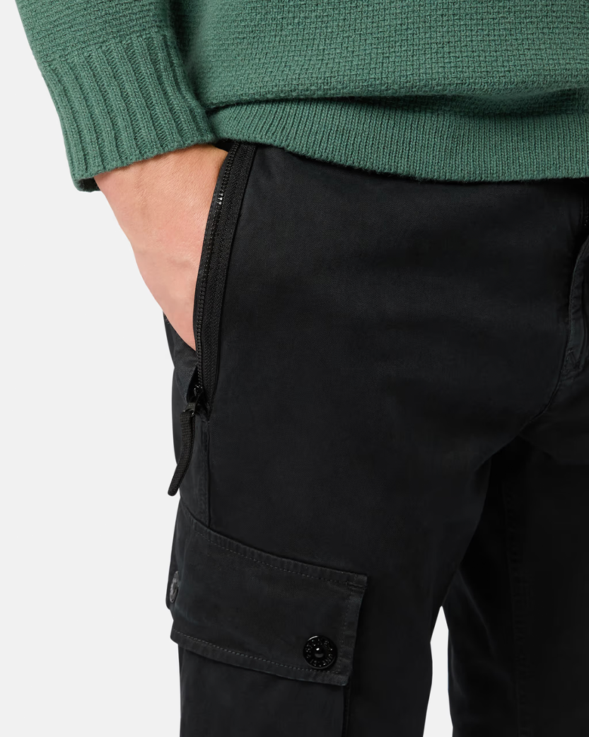 Stone Island 303L1 Cotton Logo Patch Pants Black