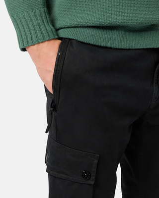 Stone Island 303L1 Cotton Logo Patch Pants Black