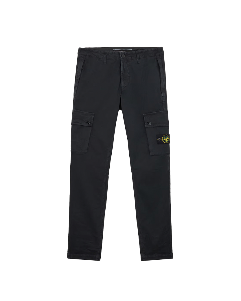 Stone Island 303L1 Cotton Logo Patch Pants Black