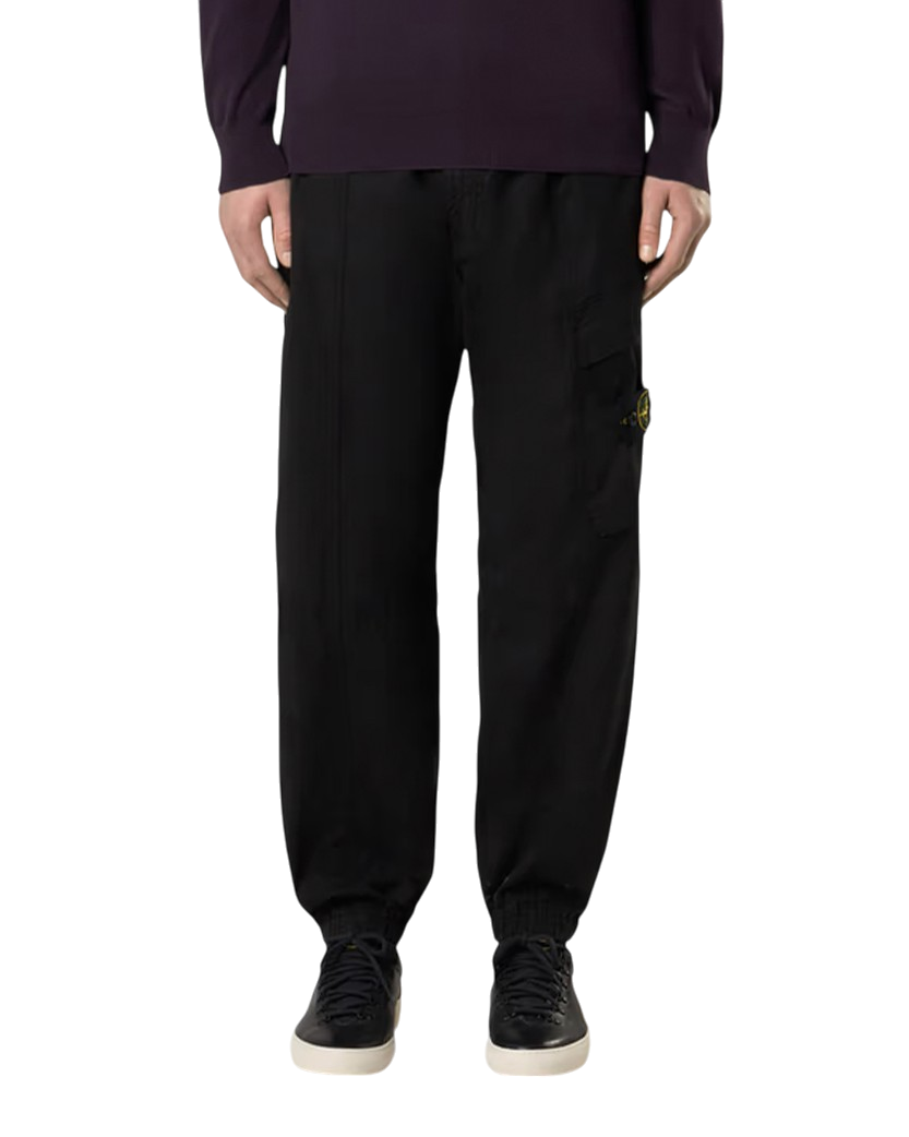 Stone Island 3100016 SUPIMA Cotton Twill Stretch-TC Cargo Pants Black