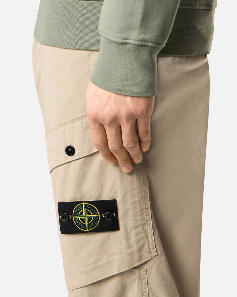 Stone Island 3100016 SUPIMA Cotton Twill Stretch-TC Cargo Pants Sand