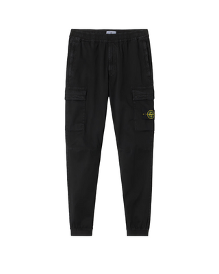 Stone Island 3100033 STRETCH ORGANIC BROKEN TWILL COTTON 'OLD' Effect Pants Black