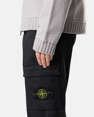Stone Island 3100033 STRETCH ORGANIC BROKEN TWILL COTTON 'OLD' Effect Pants Black