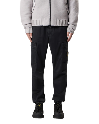 Stone Island 3100033 STRETCH ORGANIC BROKEN TWILL COTTON 'OLD' Effect Pants Black