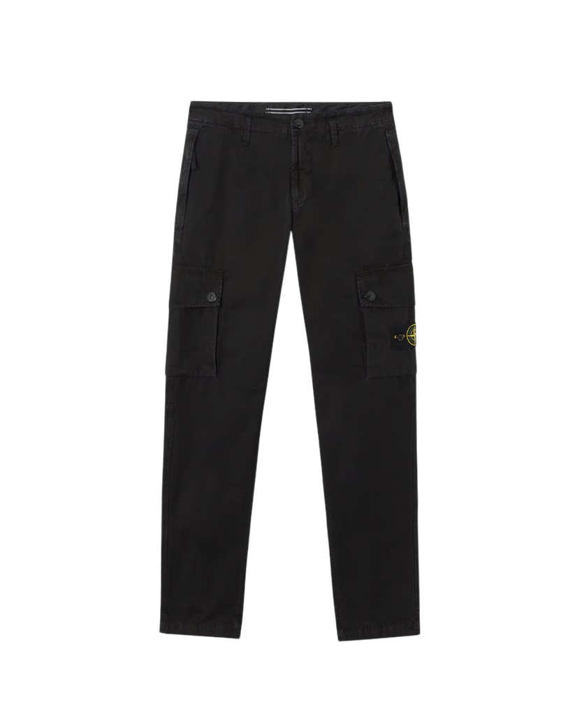 Stone Island 3100303 Brushed Organic Cotton Canvas 'OLD' Effect Pants Black