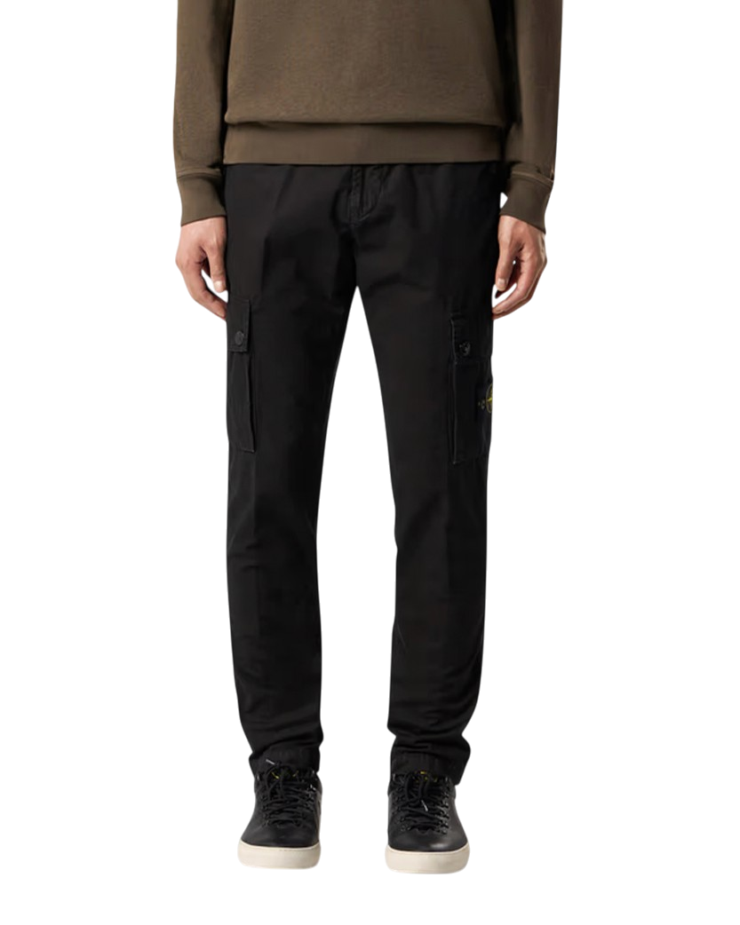 Stone Island 3100303 Brushed Organic Cotton Canvas 'OLD' Effect Pants Black