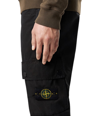 Stone Island 3100303 Brushed Organic Cotton Canvas 'OLD' Effect Pants Black