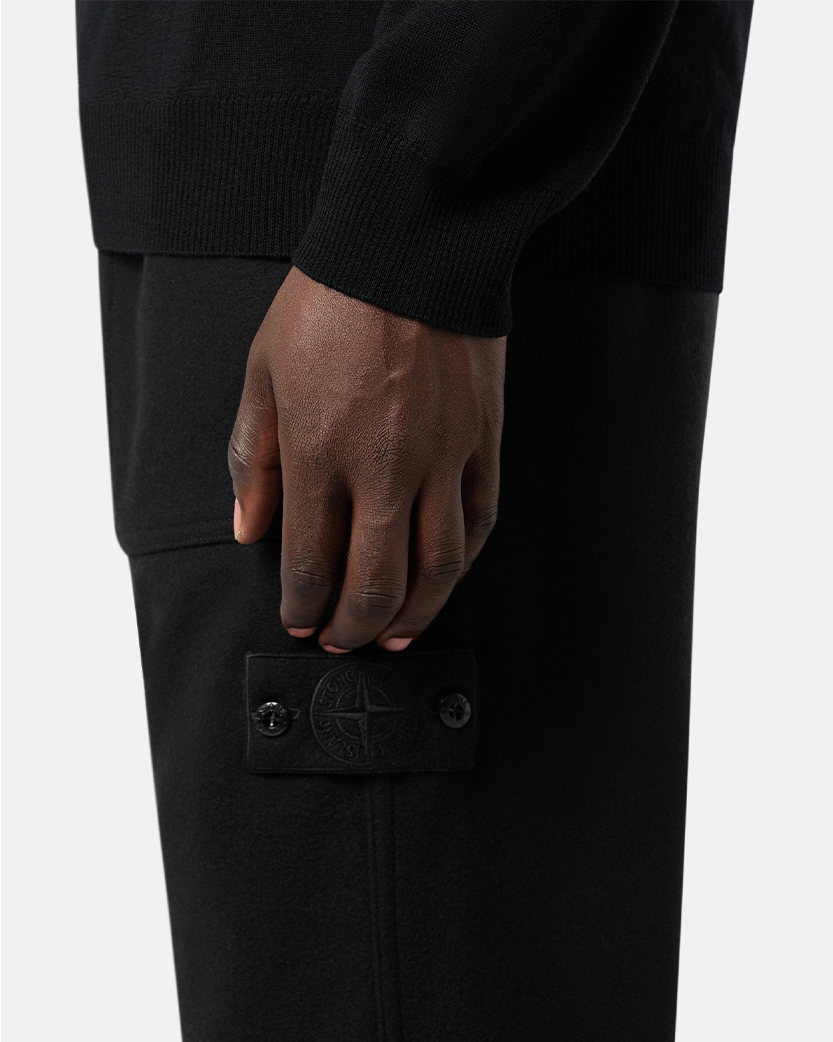 Stone Island 331F4 Wool Nylon Flannel Ghost Jogger Pants Black