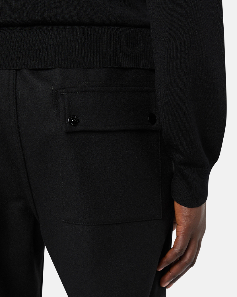 Stone Island 331F4 Wool Nylon Flannel Ghost Jogger Pants Black
