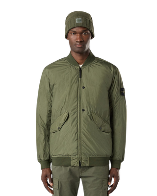 Stone Island 40923 CRINKLE REPS R-NY Bomber Jacket Musk Green