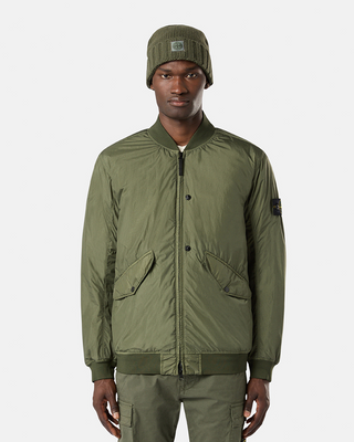 Stone Island 40923 CRINKLE REPS R-NY Bomber Jacket Musk Green