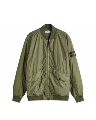 Stone Island 40923 CRINKLE REPS R-NY Bomber Jacket Musk Green