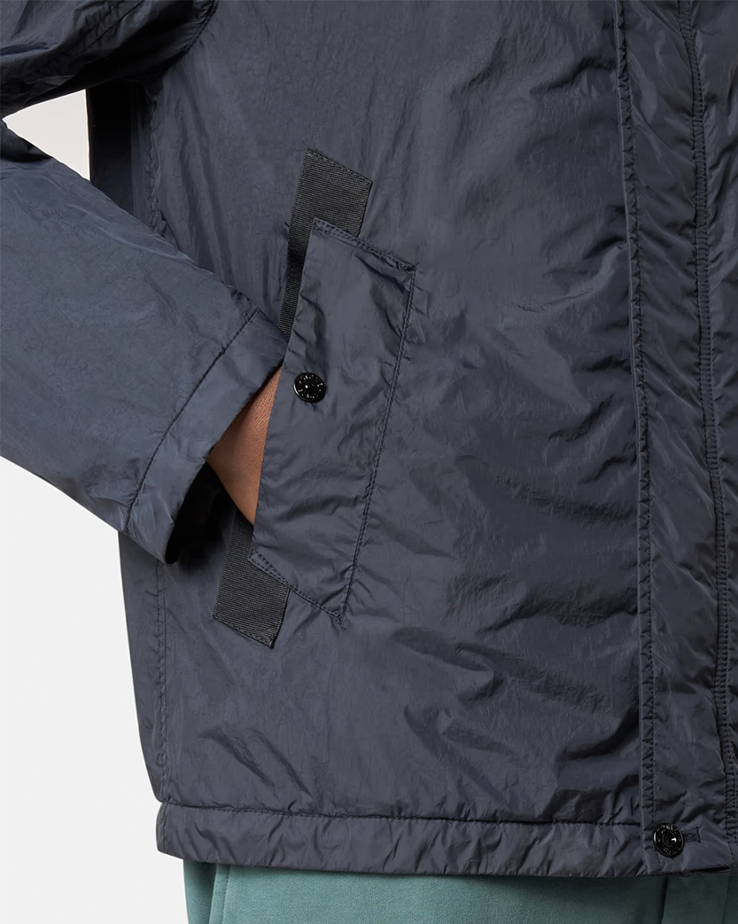 Stone Island 4100092 CRINKLE REPS R-NY Hooded Jacket Navy Blue