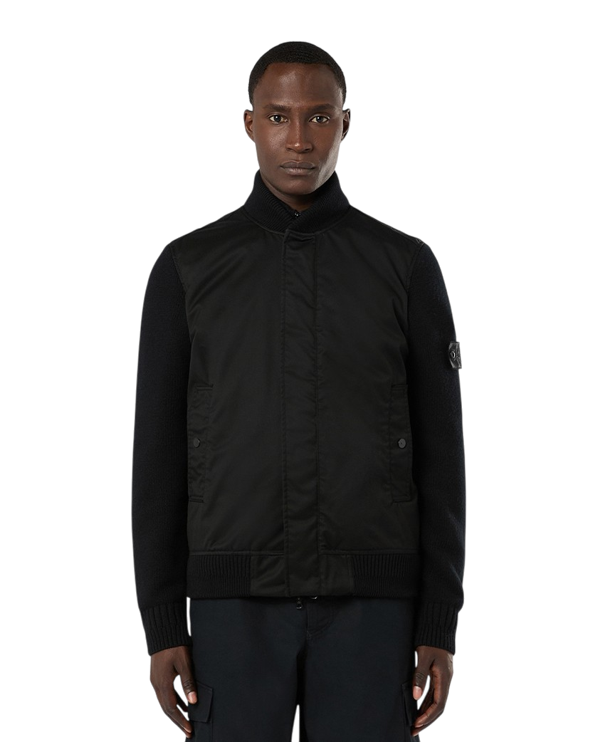 Stone Island 450F2 Performance Twill Wool-TC Ghost Bomber Jacket Black