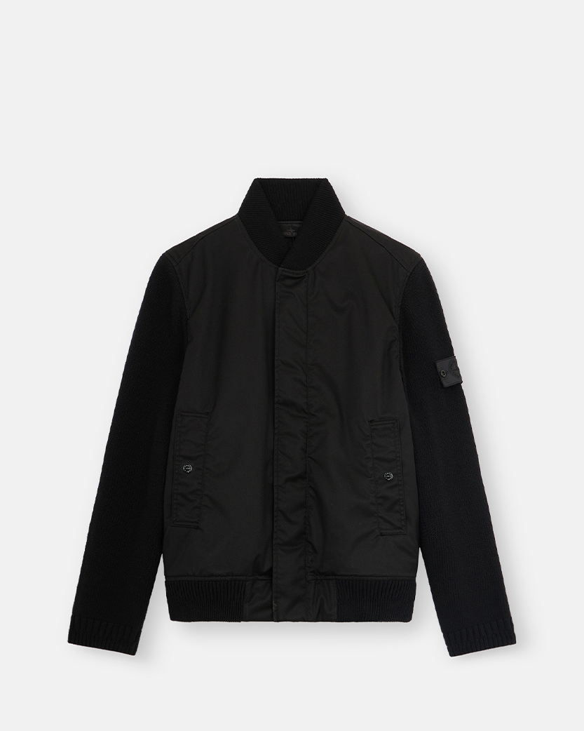 Stone Island 450F2 Performance Twill Wool-TC Ghost Bomber Jacket Black