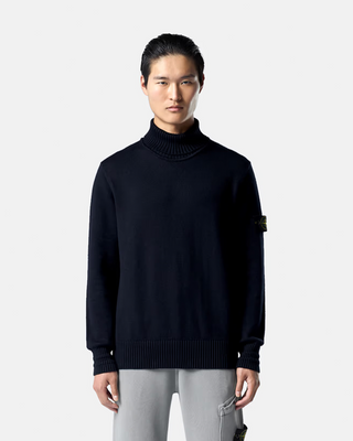 Stone Island 505A2 Logo Badge Turtleneck Sweater Blue