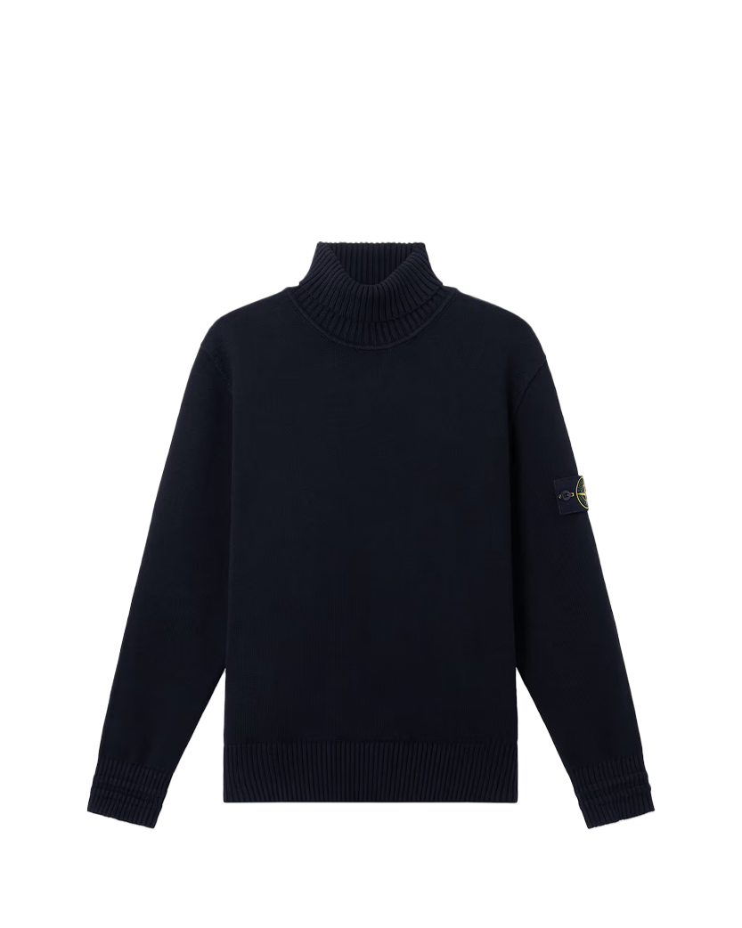Stone Island 505A2 Logo Badge Turtleneck Sweater Blue