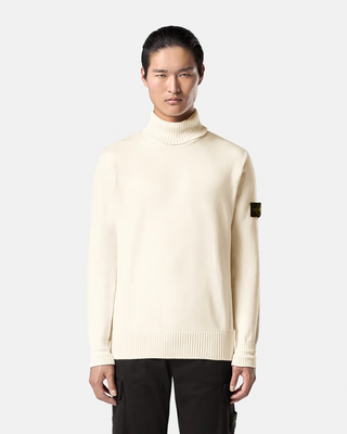 Stone Island 505A2 Logo Badge Turtleneck Sweater White