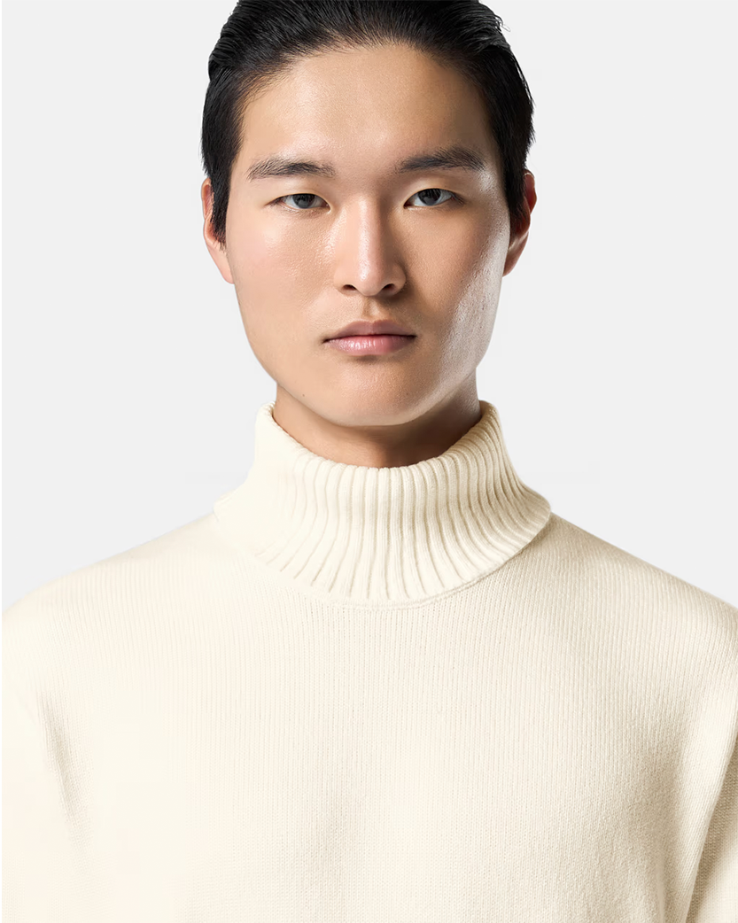 Stone Island 505A2 Logo Badge Turtleneck Sweater White