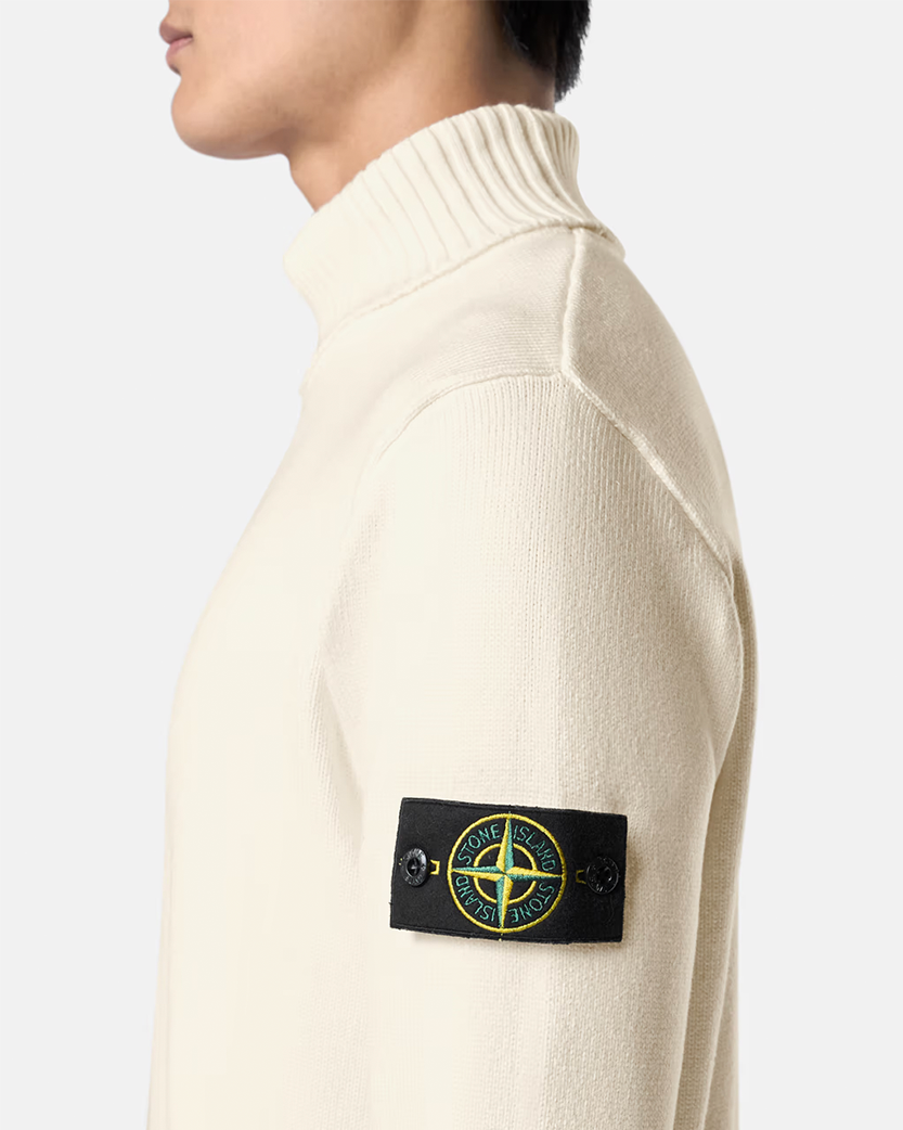 Stone Island 505A2 Logo Badge Turtleneck Sweater White