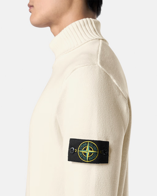 Stone Island 505A2 Logo Badge Turtleneck Sweater White