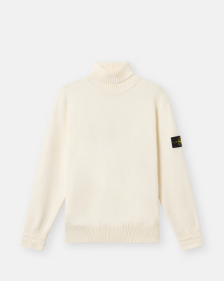 Stone Island 505A2 Logo Badge Turtleneck Sweater White