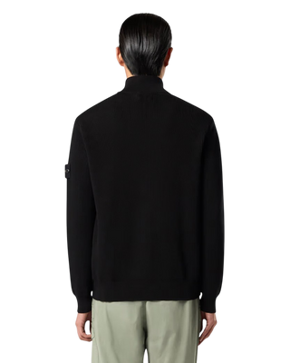 Stone Island 5100026 Ribbed Soft Organic Cotton Zip Cardigan Black
