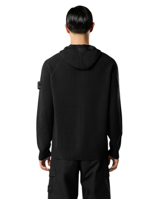 Stone Island 5100077 CASHMERE GHOST Hooded Zip Sweater Black