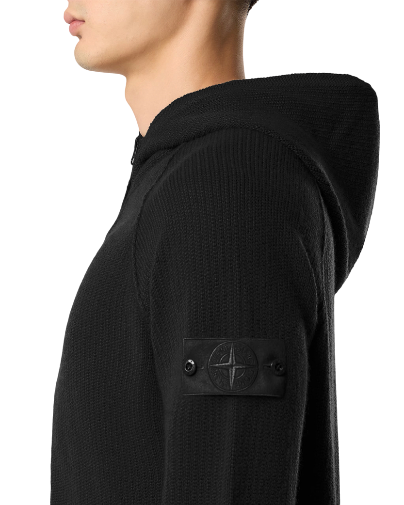 Stone Island 5100077 CASHMERE GHOST Hooded Zip Sweater Black