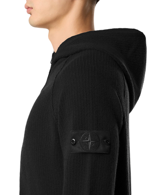 Stone Island 5100077 CASHMERE GHOST Hooded Zip Sweater Black