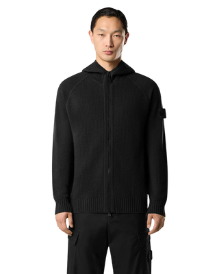 Stone Island 5100077 CASHMERE GHOST Hooded Zip Sweater Black