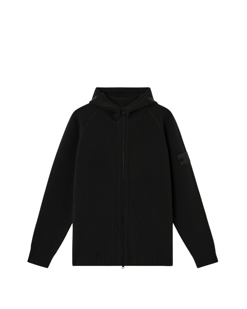 Stone Island 5100077 CASHMERE GHOST Hooded Zip Sweater Black