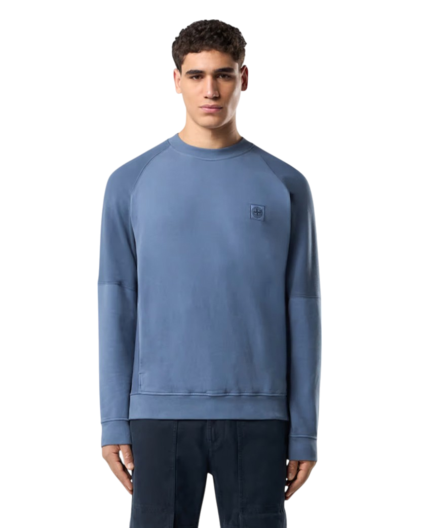 Stone Island 60252 Organic Cotton Fleece Sweatshirt Blue