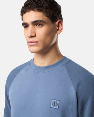 Stone Island 60252 Organic Cotton Fleece Sweatshirt Blue