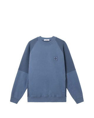 Stone Island 60252 Organic Cotton Fleece Sweatshirt Blue