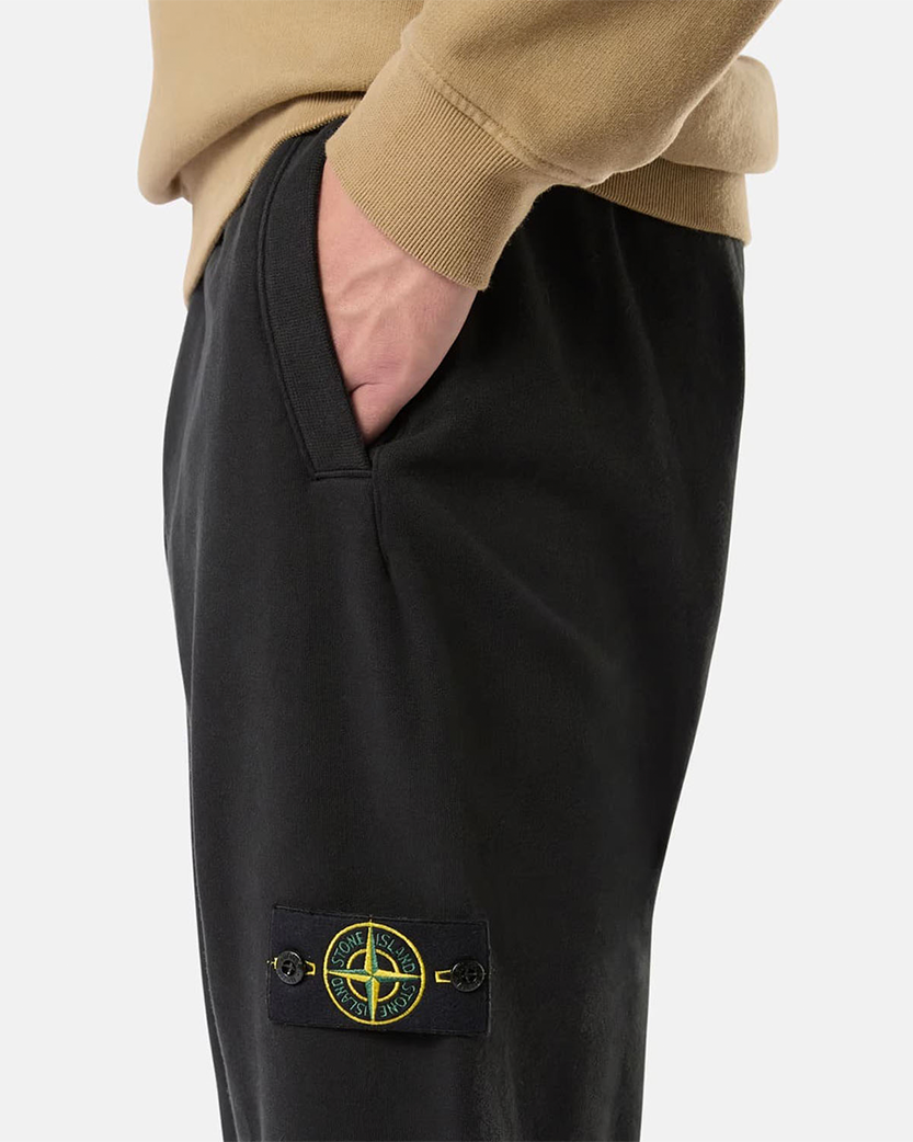 Stone Island 60920 Brushed Organic Cotton Fleece Pants Black