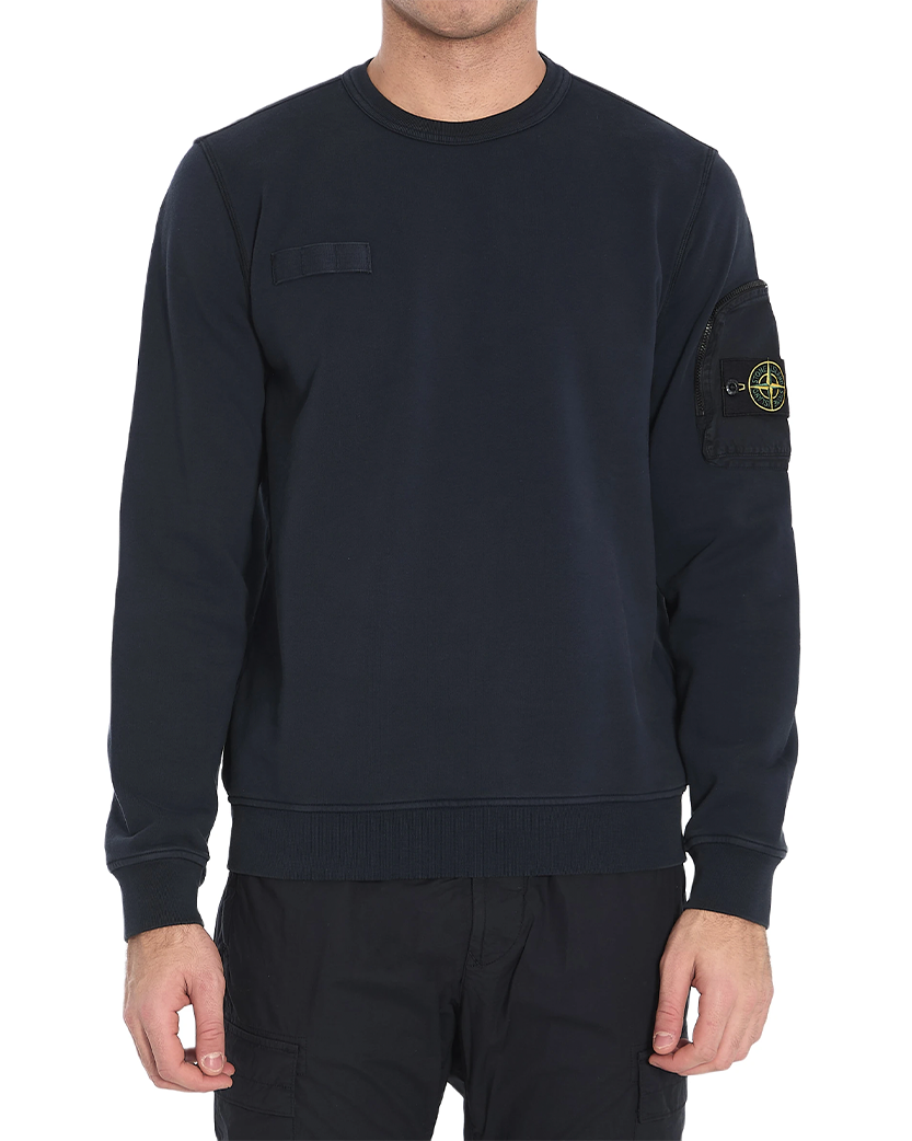 Stone Island 6100003 Cotton Crew-Neck Sweatshirt Blue