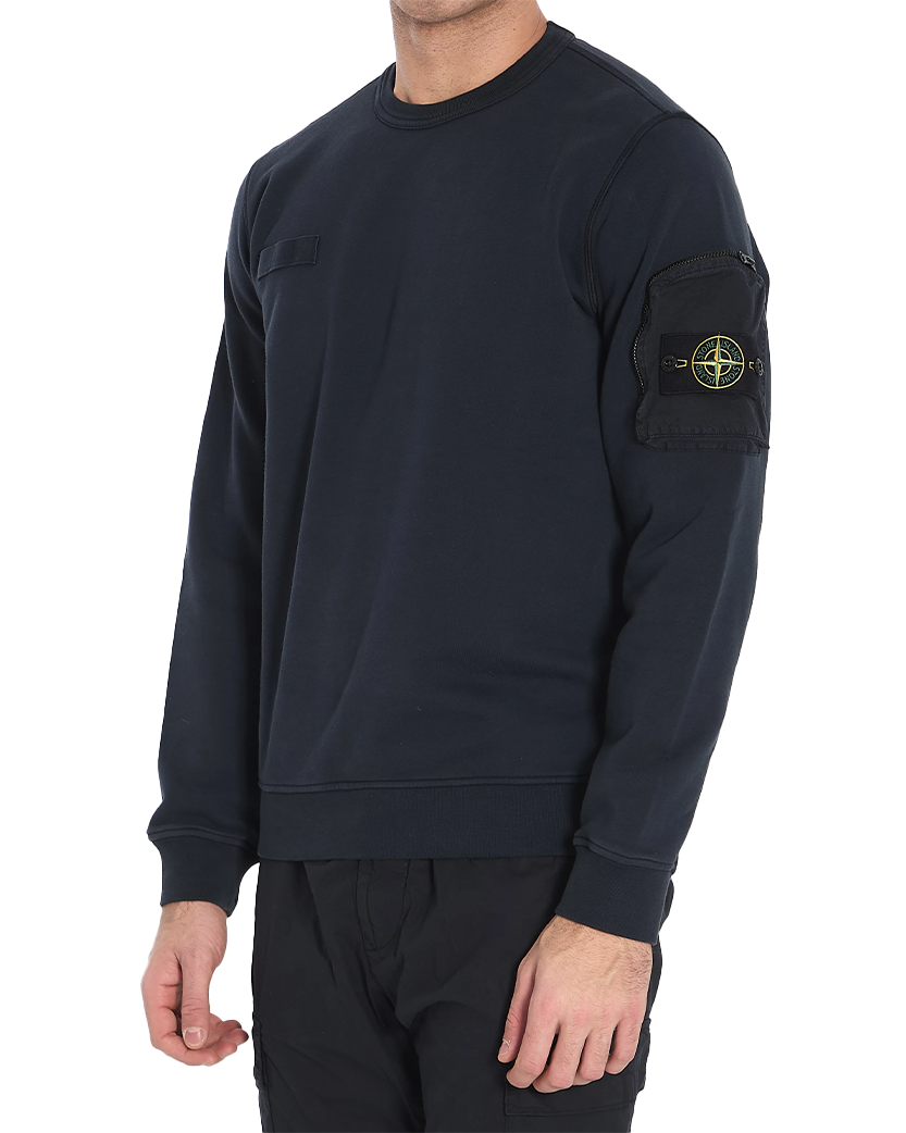 Stone Island 6100003 Cotton Crew-Neck Sweatshirt Blue