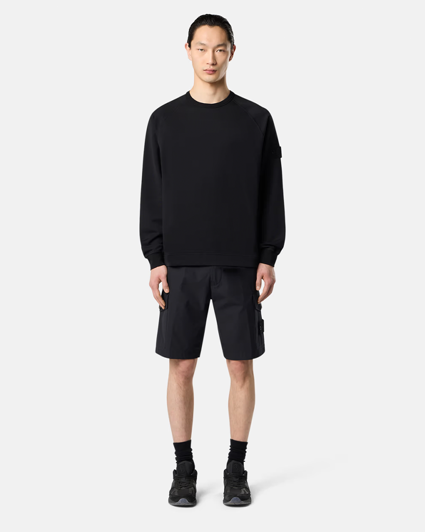 Stone Island 6100011 Cotton Stretch Fleece Ghost Sweatshirt Black