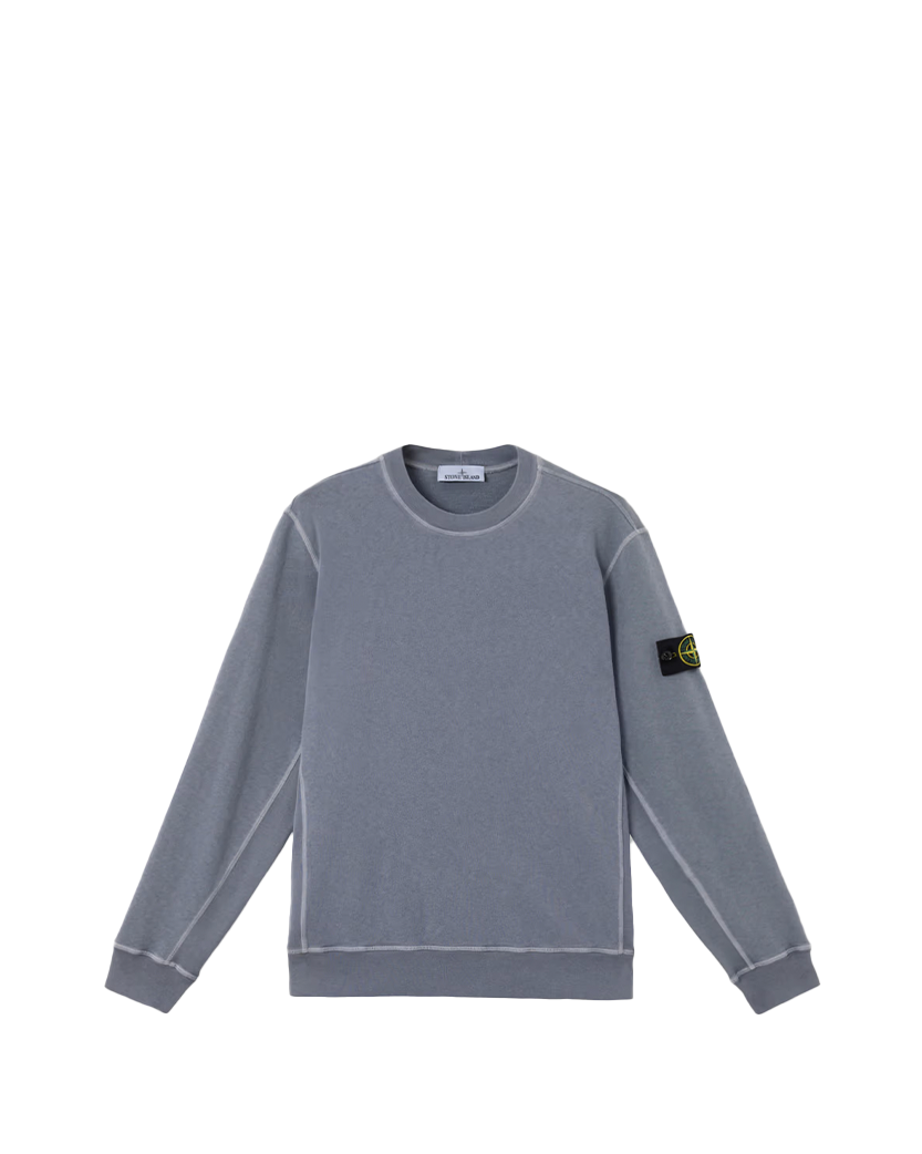 Stone Island 6100020 MALFILE FLEECE 'OLD' EFFECT Crewneck Sweatshirt Avio Blue