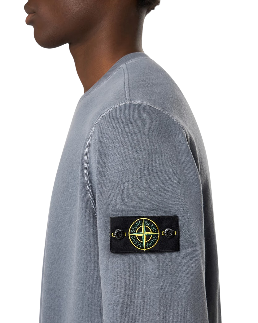 Stone Island 6100020 MALFILE FLEECE 'OLD' EFFECT Crewneck Sweatshirt Avio Blue