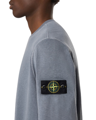 Stone Island 6100020 MALFILE FLEECE 'OLD' EFFECT Crewneck Sweatshirt Avio Blue