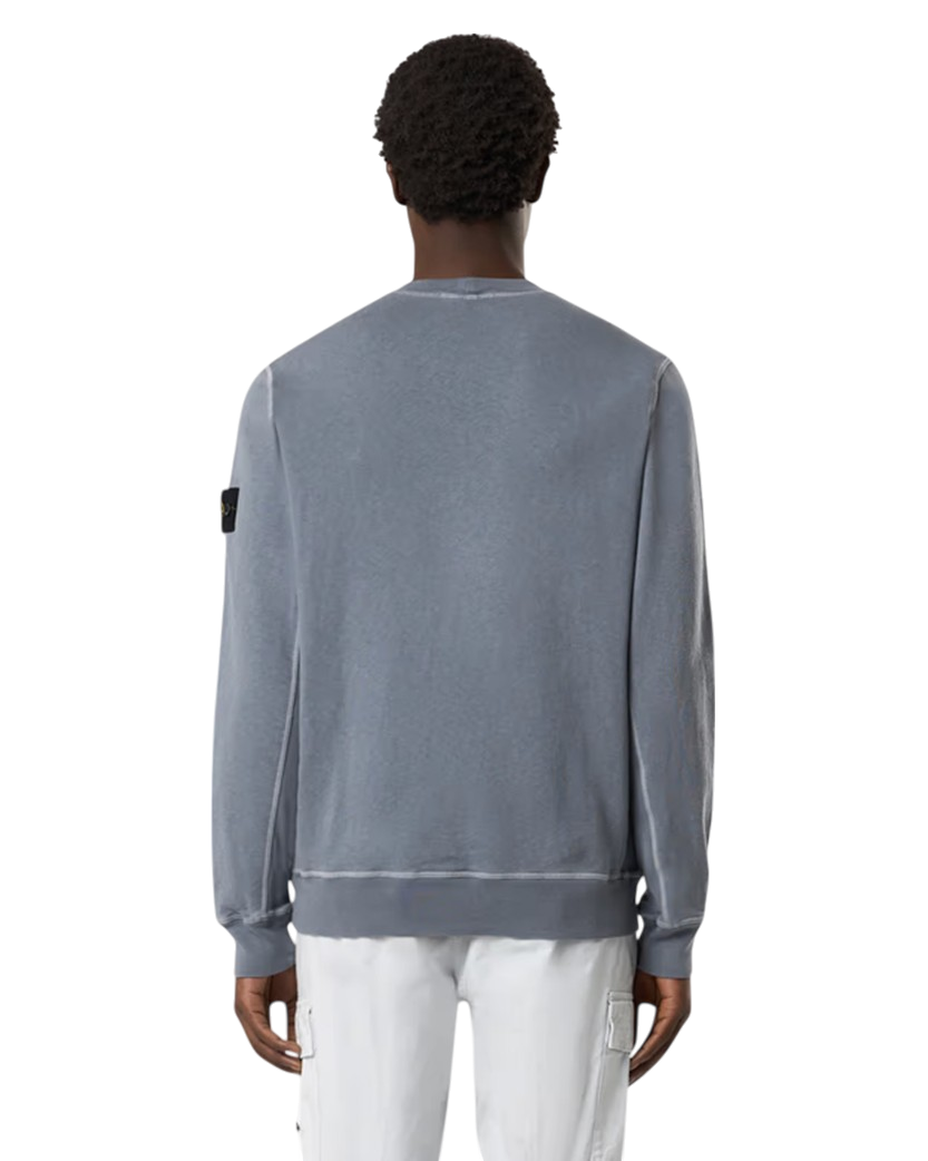 Stone Island 6100020 MALFILE FLEECE 'OLD' EFFECT Crewneck Sweatshirt Avio Blue