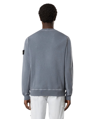 Stone Island 6100020 MALFILE FLEECE 'OLD' EFFECT Crewneck Sweatshirt Avio Blue