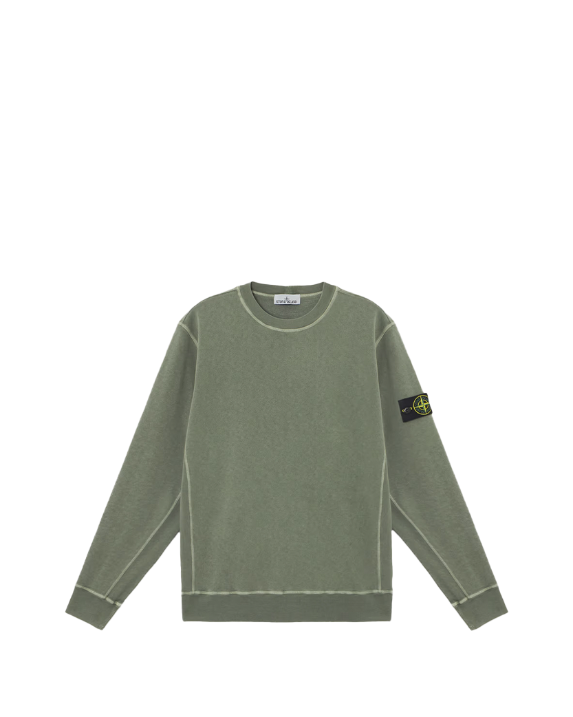 Stone Island 6100020 MALFILE FLEECE 'OLD' EFFECT Crewneck Sweatshirt Musk Green