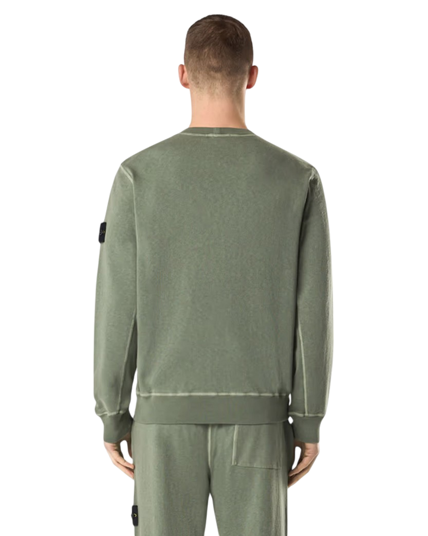 Stone Island 6100020 MALFILE FLEECE 'OLD' EFFECT Crewneck Sweatshirt Musk Green