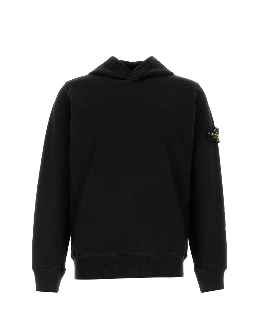 Stone Island 6100037 MALFILÉ FLEECE 'OLD' EFFECT Hoodie Black