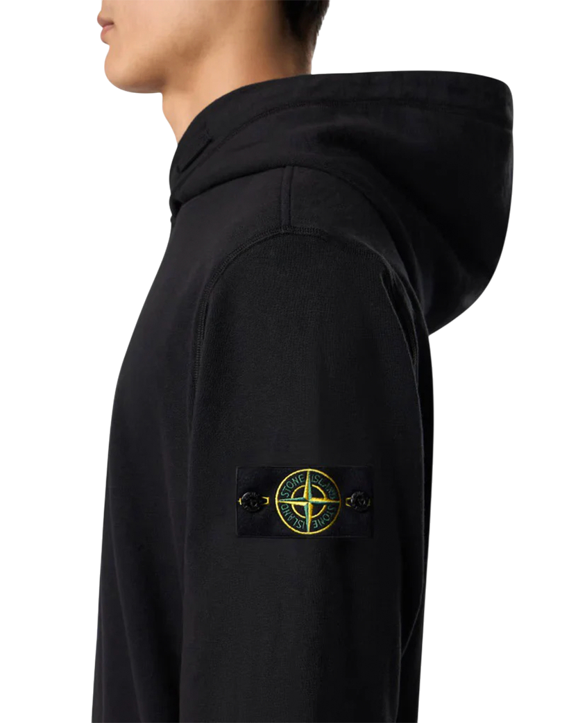 Stone Island 6100037 MALFILÉ FLEECE 'OLD' EFFECT Hoodie Black