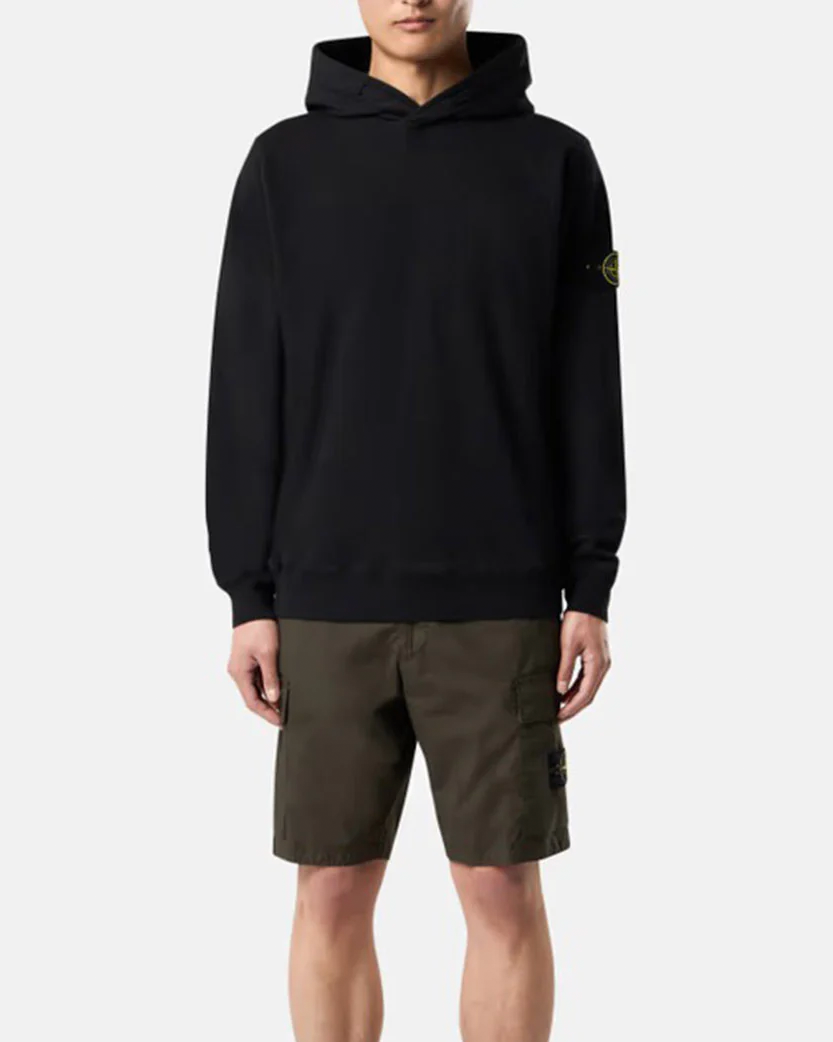Stone Island 6100037 MALFILÉ FLEECE 'OLD' EFFECT Hoodie Black