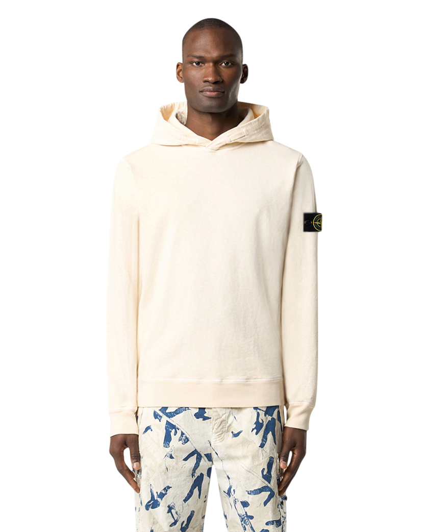 Stone Island 6100037 MALFILÉ FLEECE 'OLD' EFFECT Hoodie Ivory
